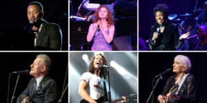 photo collage of recent performers on the Strand Theatre stage - John Legend, Bernadette Peters, Gladys Knight, Lyle Lovett, Chris Cornell, Judy Collins