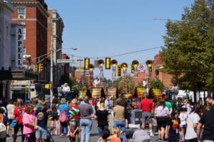 audience outside of the Appell Center for Community Day performance