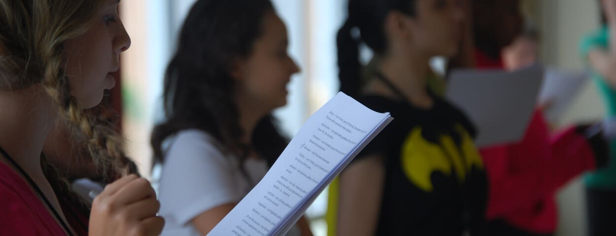 Students rehearse lines.