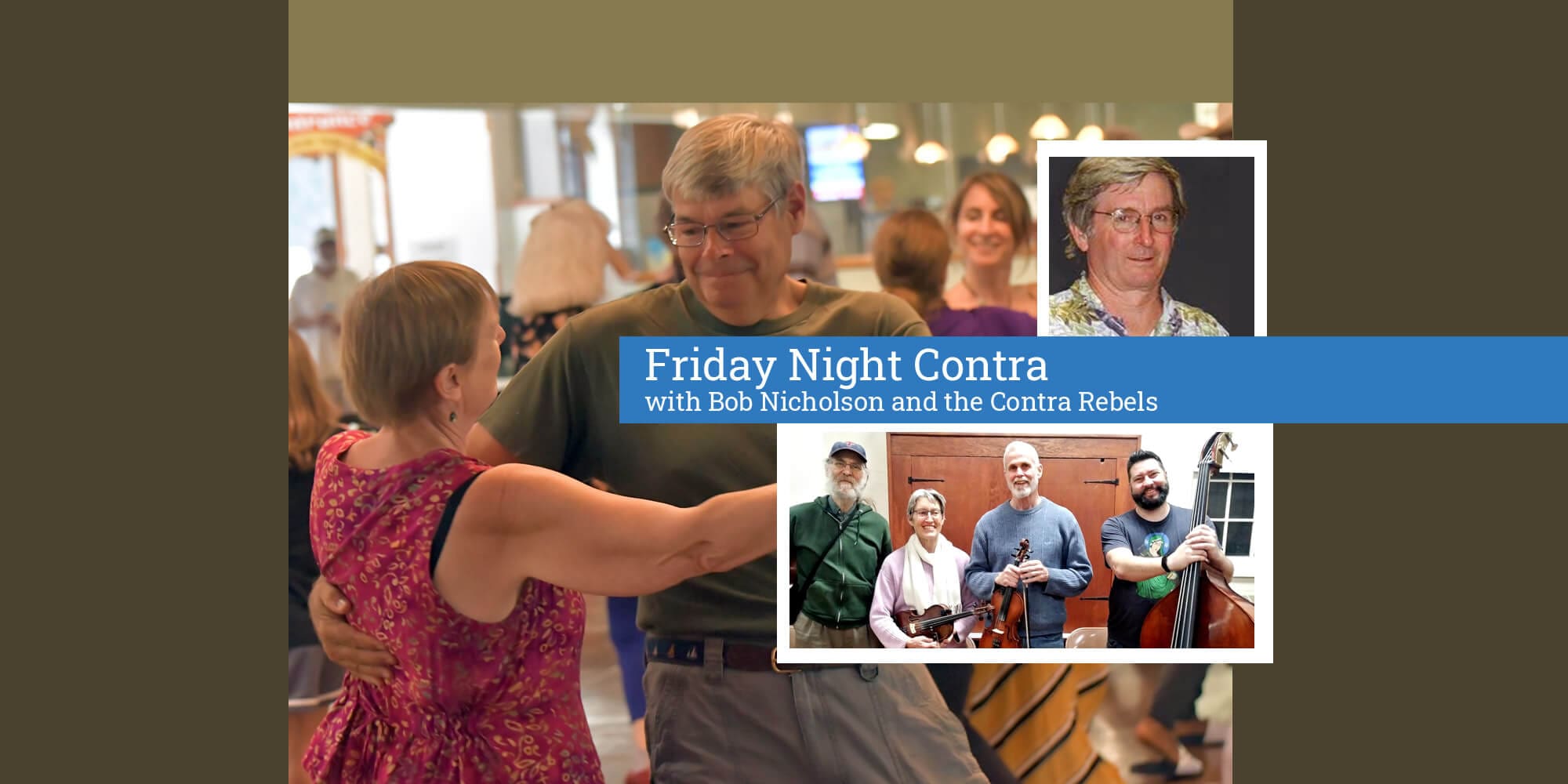 COllage of Contra Dance photos - dancers + performers