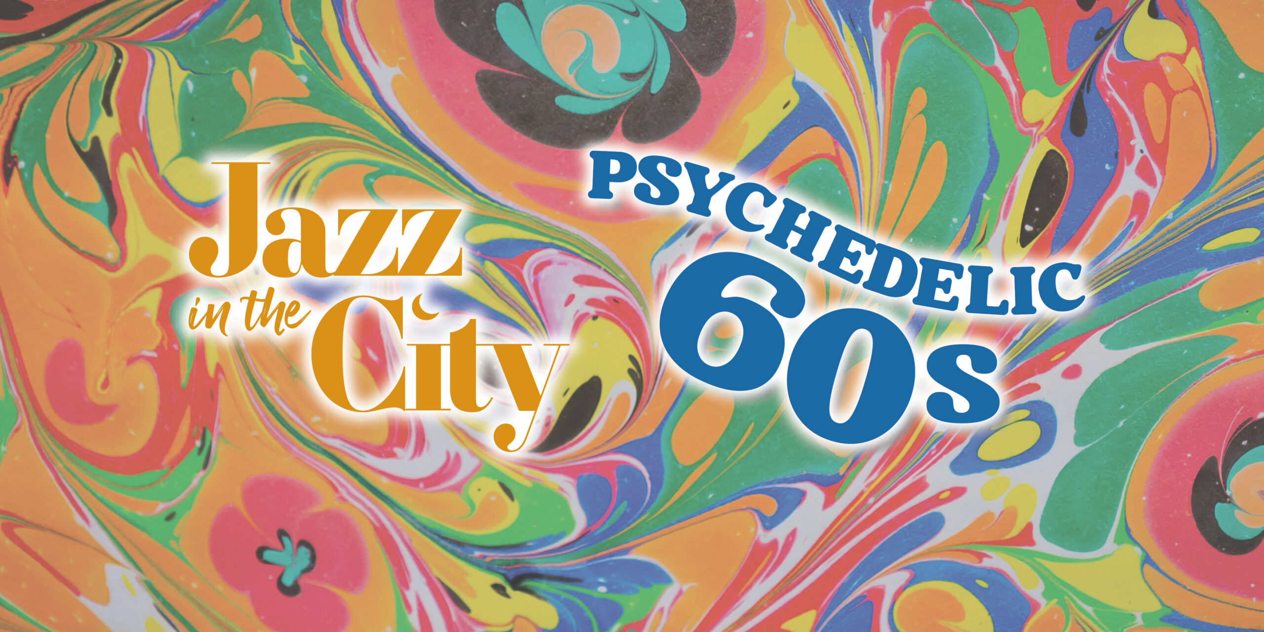 Jazz in the Coty title on brightly colored psychedelic background
