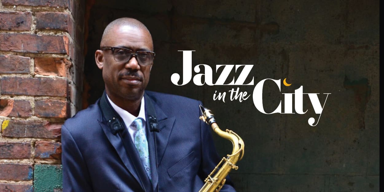 Saxophonist Paul Carr and the Jazz in teh City logo