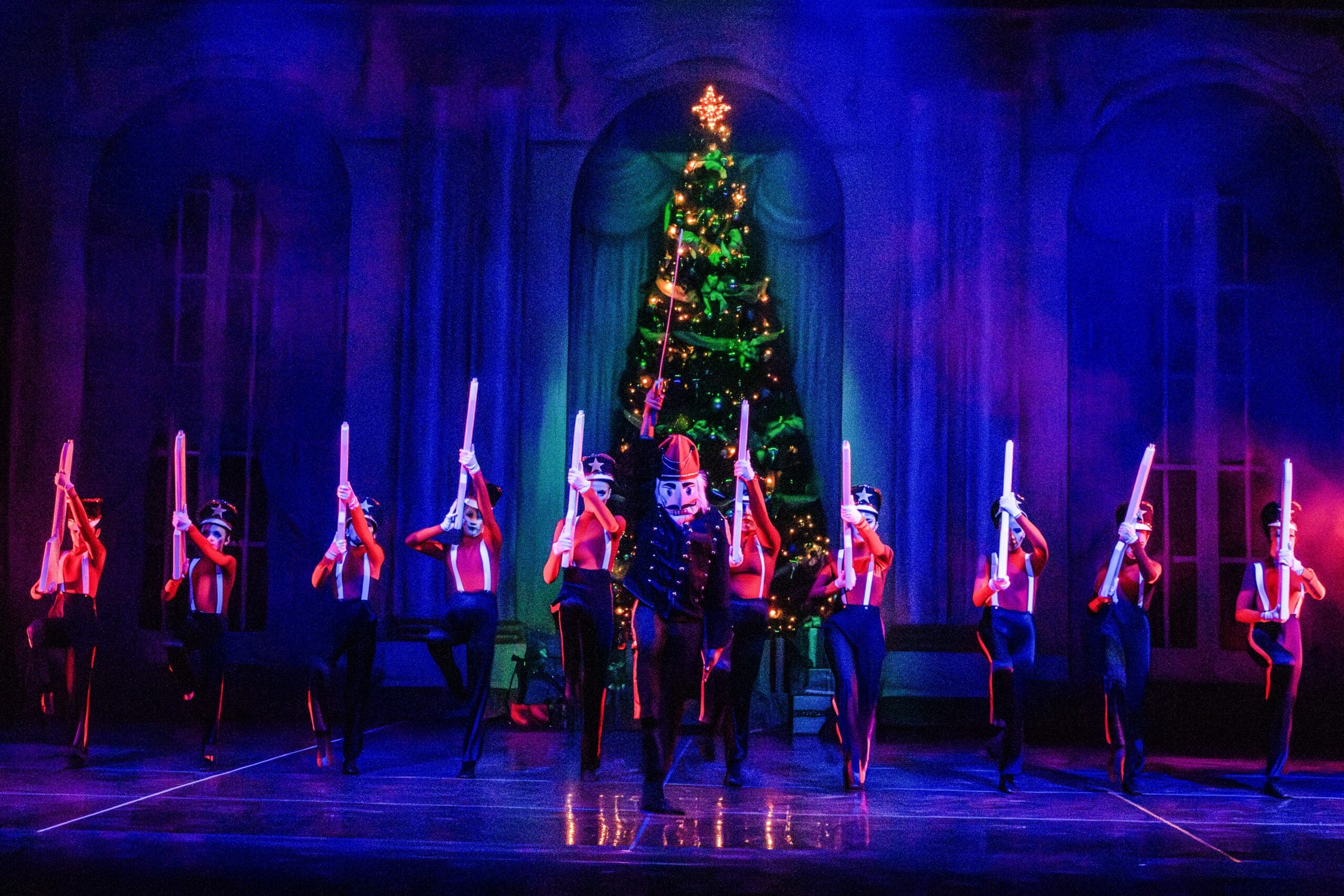 Nutcracker Army in front of the Christmas Tree