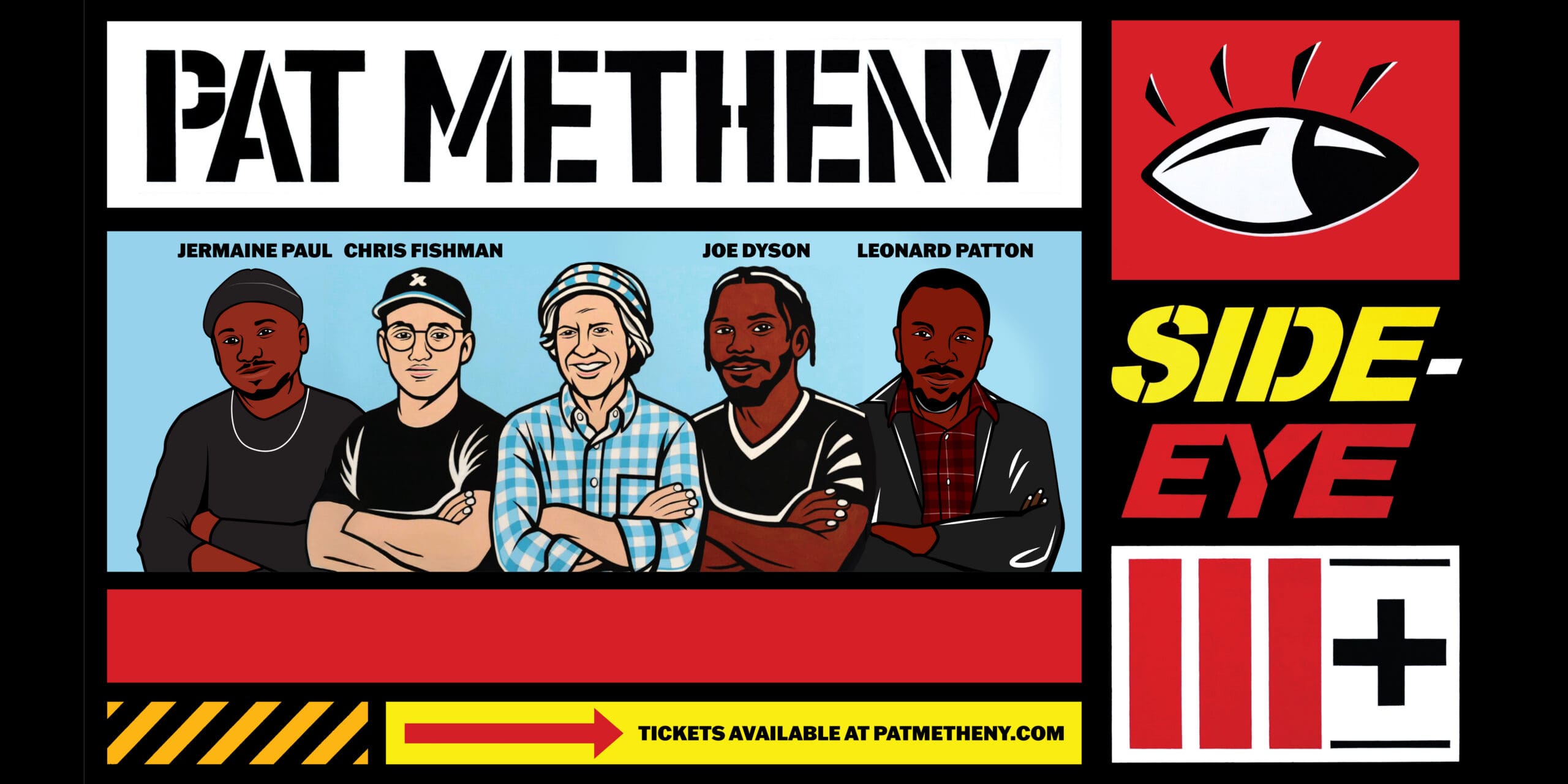 title art for Pat Metheny Side-Eye III+ with the band members featured as animattion