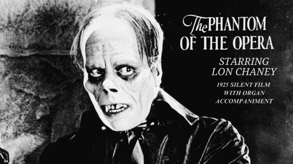 vintage black & white movie poster for The Phantom of the Opera (1925) featuring the title character