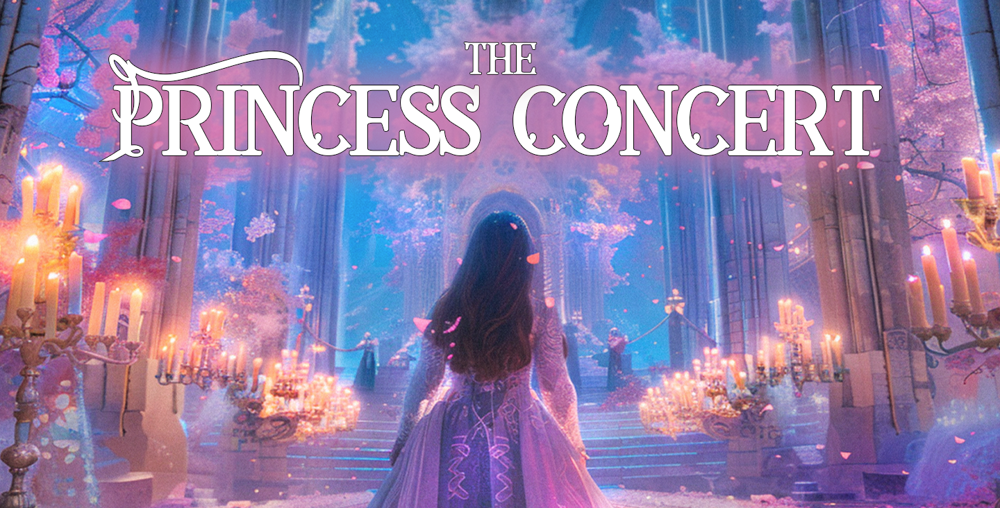 poster image for The Princess Concert with a princess in a pink gown walking away