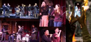 Collage of students performing