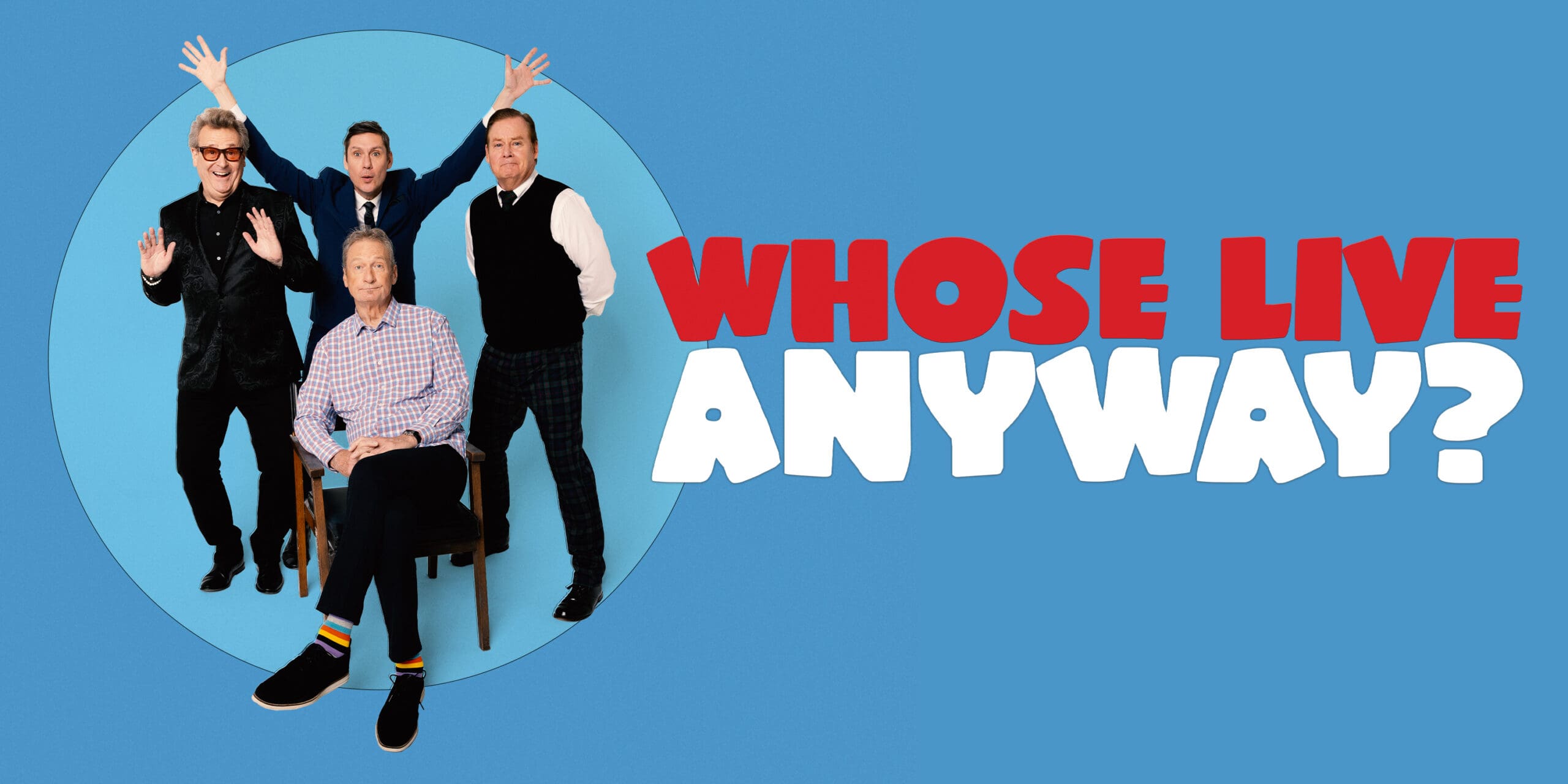Title art for Whose Live Anyway? improv comedy show, with 4 comedians pictured