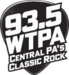 black and white WTPA radio station logo