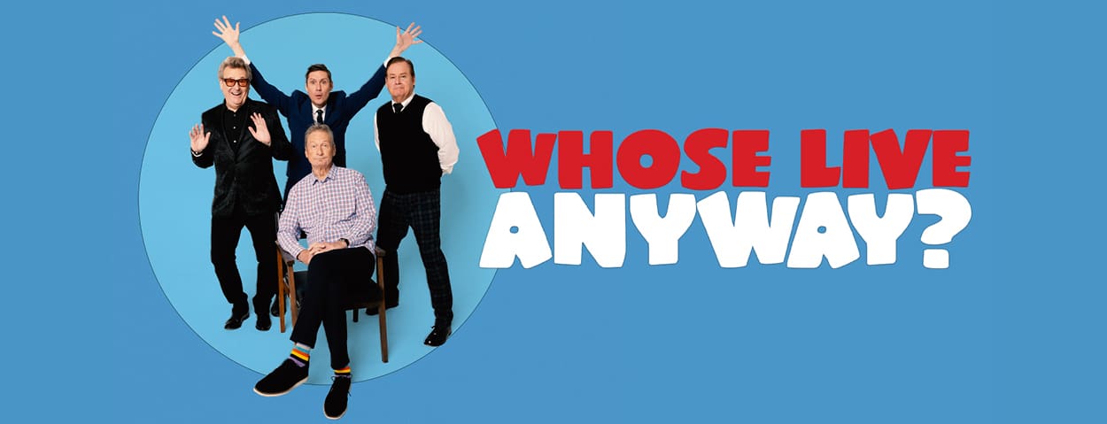 Title art for Whose Live Anyway? improv comedy show, with 4 comedians pictured