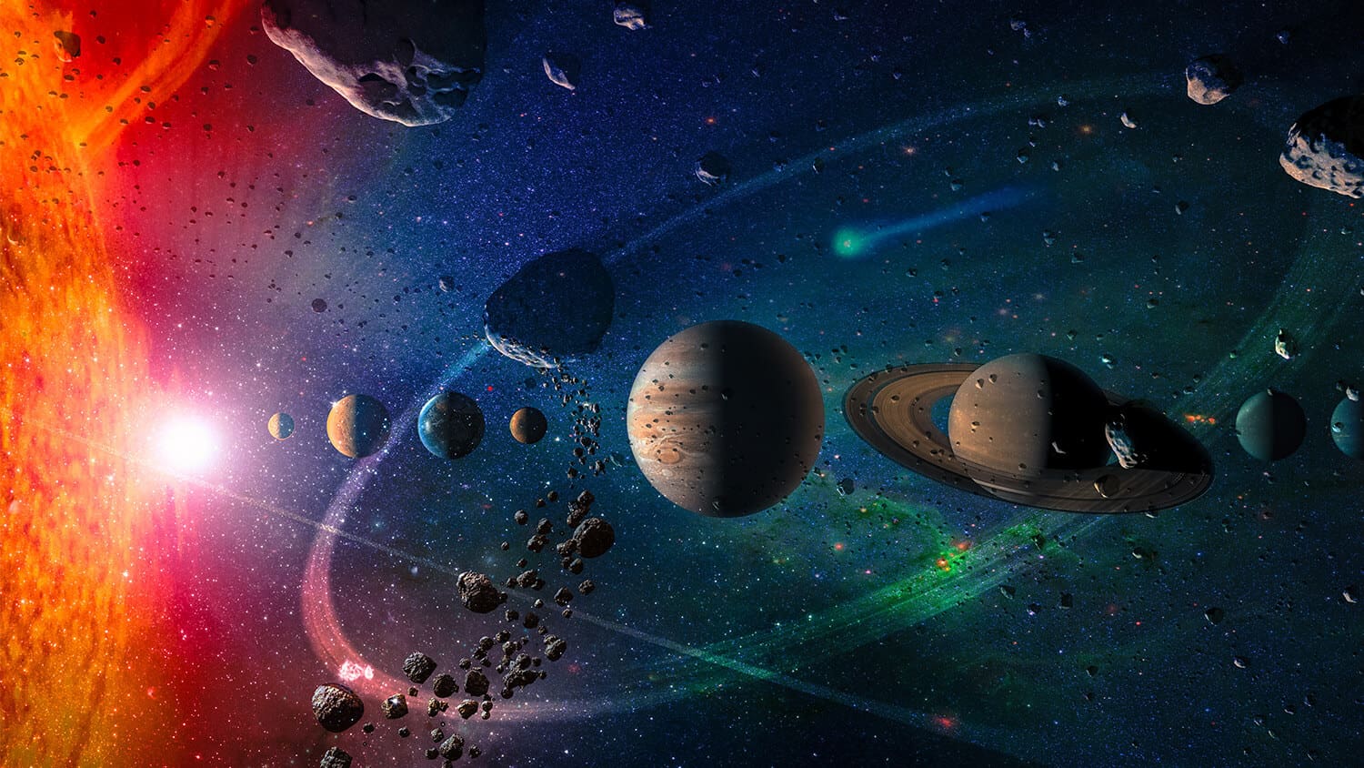 colorful image of the solar system