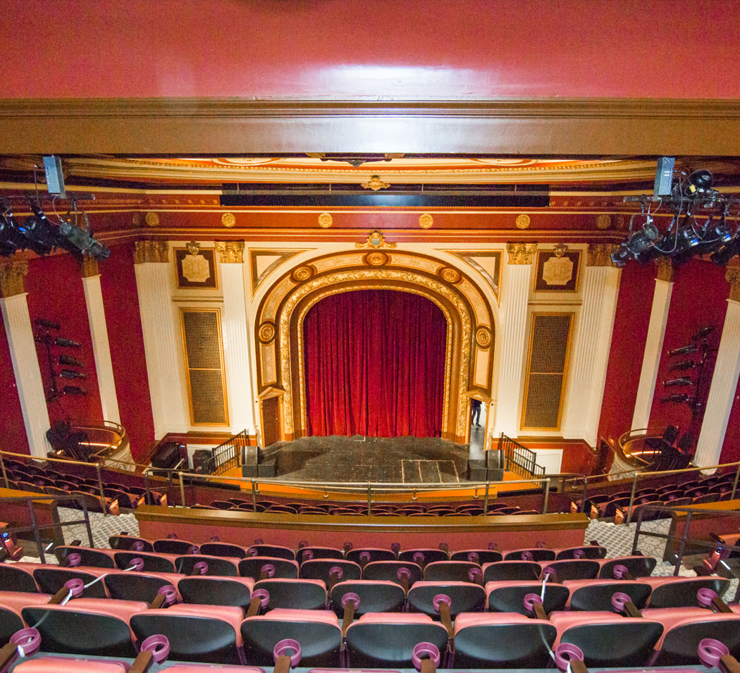 Interior image of the Capitol Theatre stage from the theater balcony