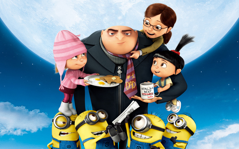 Gru, the girls and minions from Despicable Me