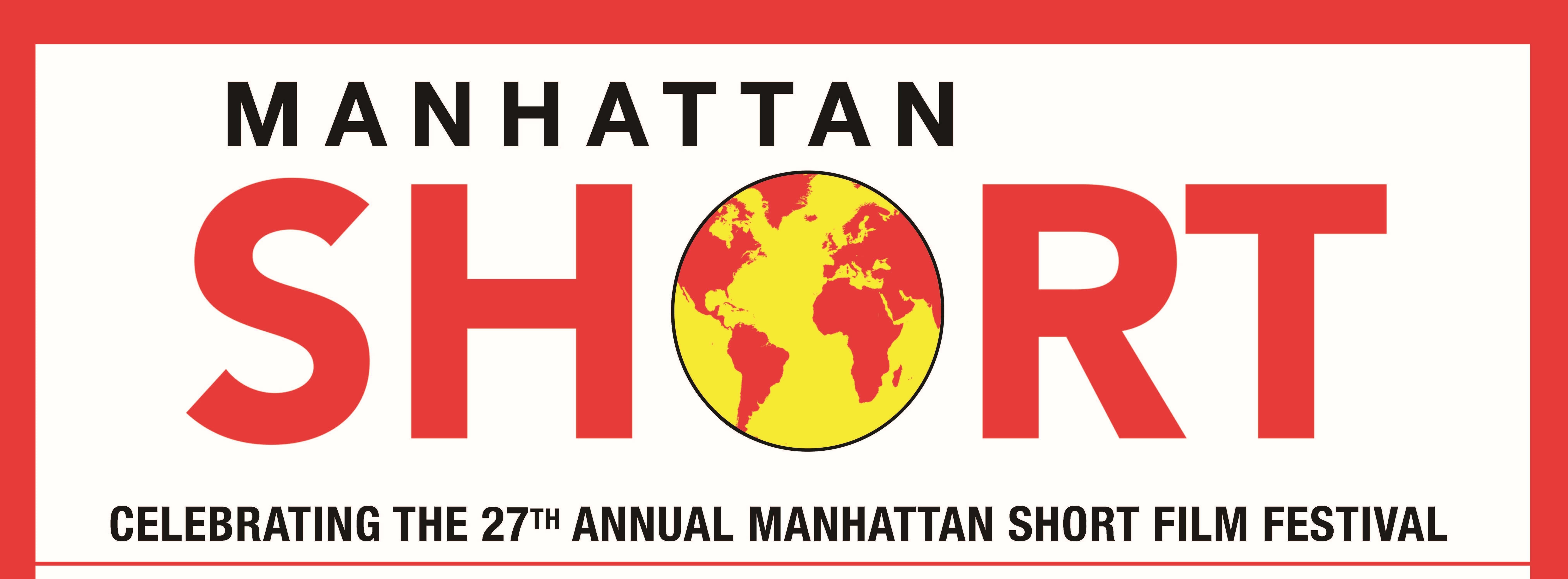 Manhattan Short Film Festival red logo with yellow/red globe