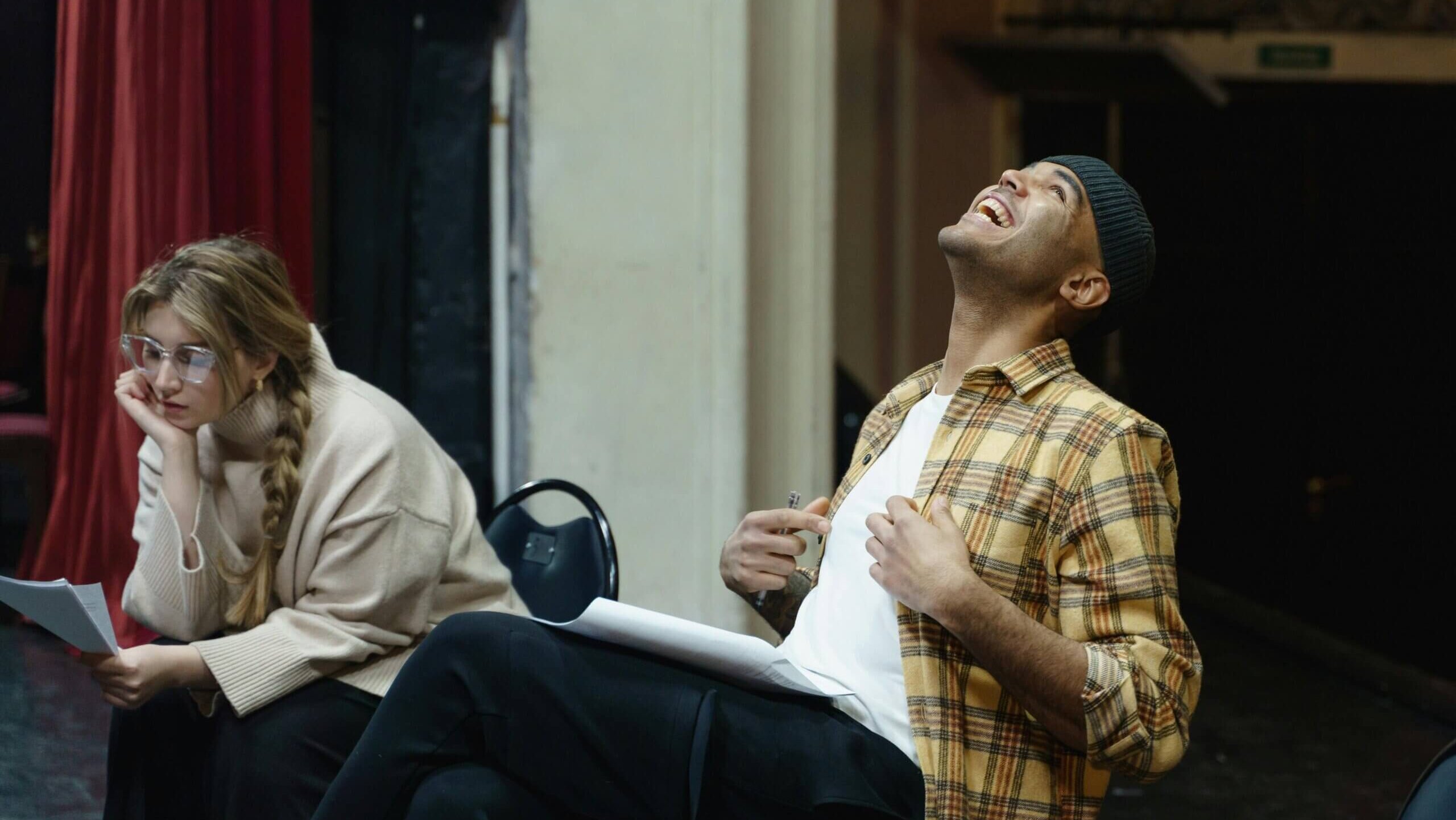 Actors laughing