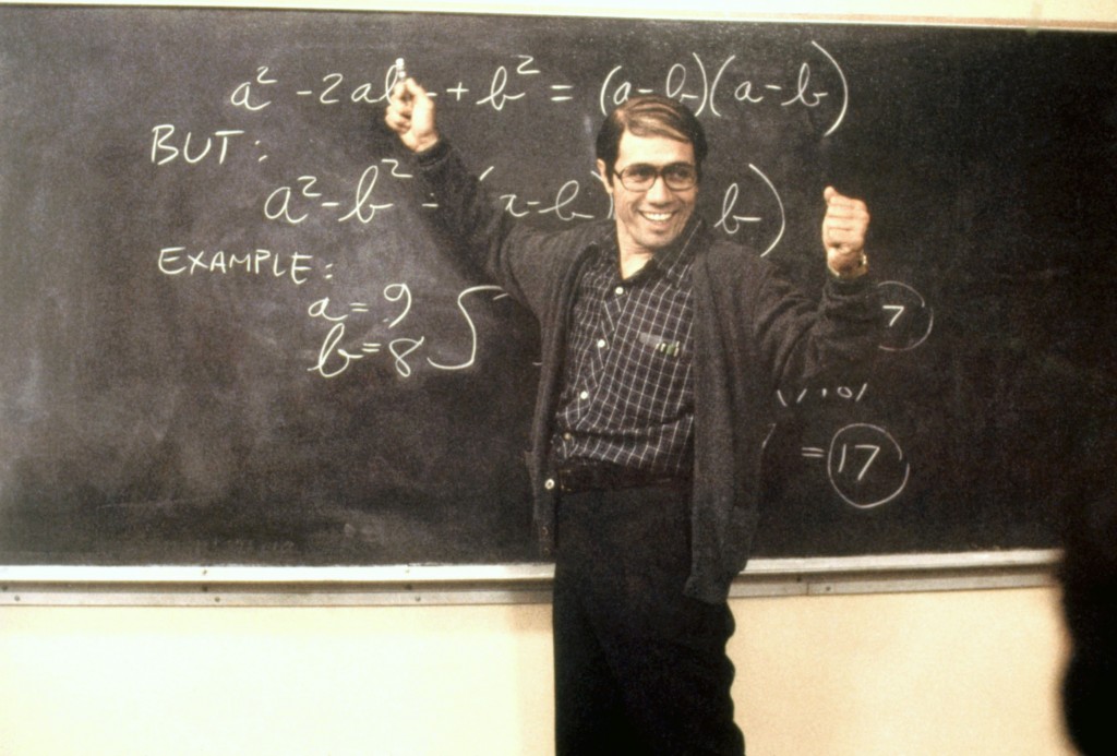 Edward James Olmos at the chalkboard in Stand and Deliver